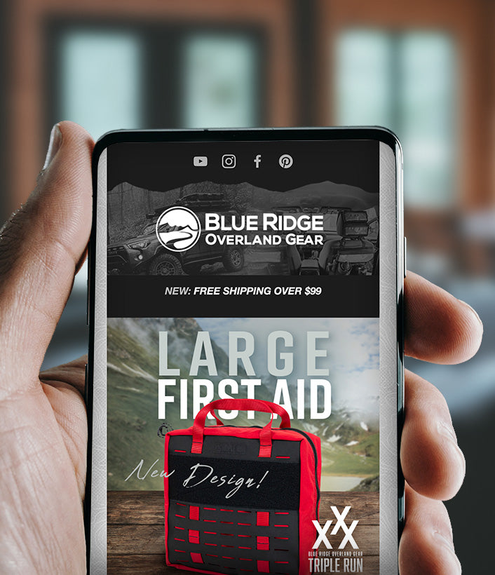 Blue Ridge Overland Gear website on a phone