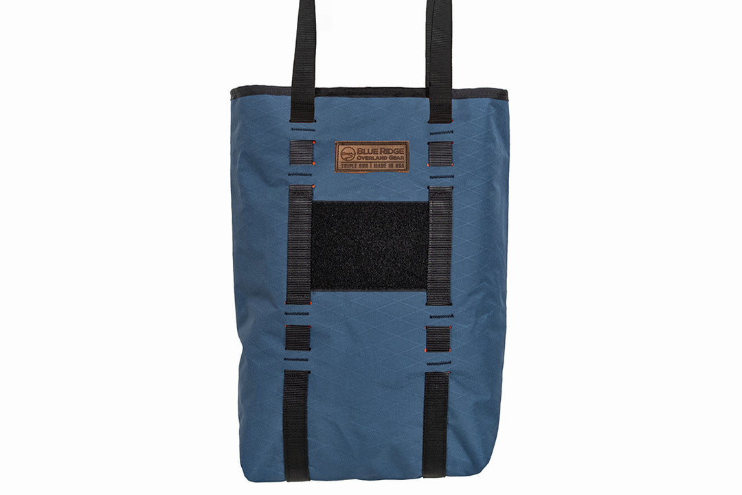 X-Pac Market Tote bag by Blue Ridge Overland Gear - blue colorway, front view