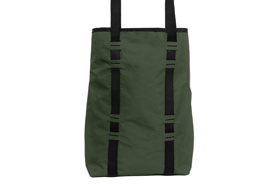 X-Pac Market Tote bag by Blue Ridge Overland Gear - olive green colorway, back view