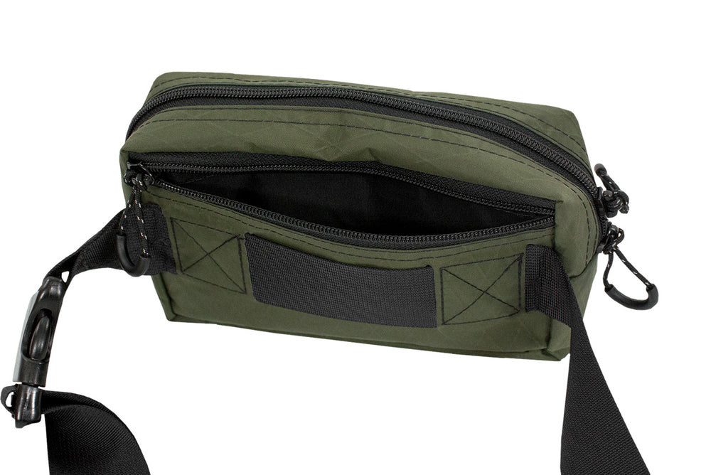 Bum Bag XL in Olive Green - rear zipper pocket open