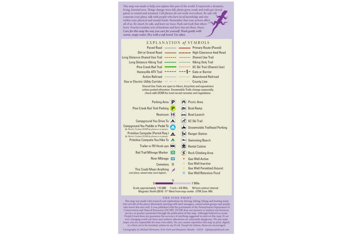 Pine Creek Lizard Map Grand Canyon of Pennsylvania – Blue Ridge