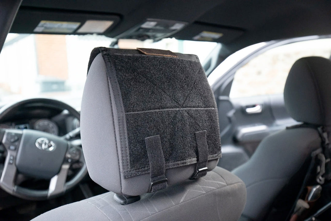 Headrest Veclro panel for vehicle - for pouches.