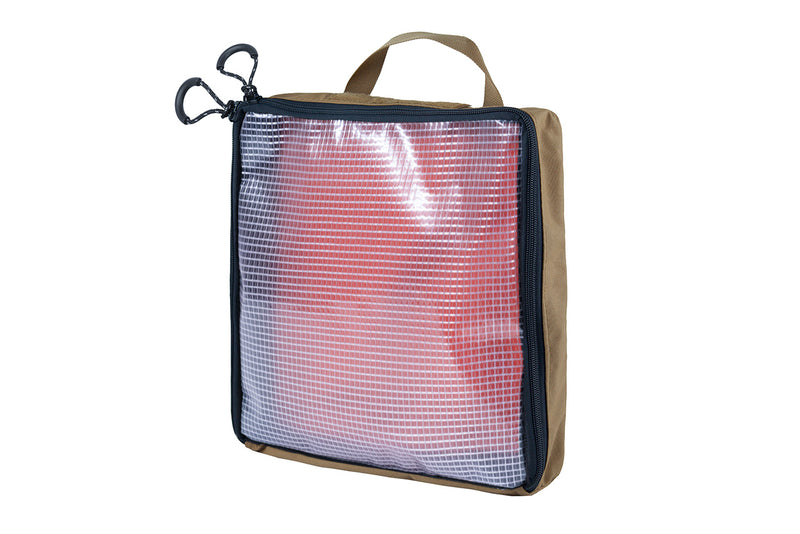 Clear Packing Cube front 12 x 12 x 2.5" Coyote - Blue Ridge Overland Gear