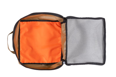 12x12 Packing Cube Mesh - open, coyote with orange hi-vis interior