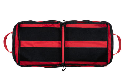IFAK Large First Aid Bag - open, red with internal velcro fields