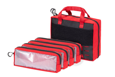 IFAK Medium First Aid Bag - red, bundle with 4x12 pouches (4 total)
