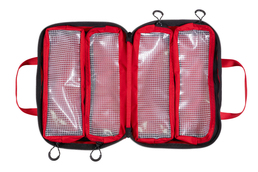 IFAK Medium First Aid Bag - red, loaded with 4x12 pouches (4 total)