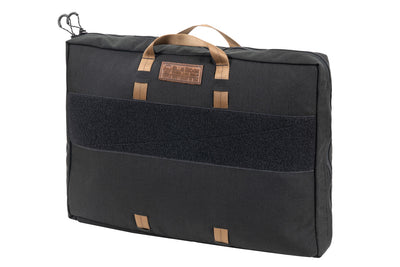 18 inch Partner Steel Stove Bag - front, with coyote straps and handles, and leather BROG logo tag