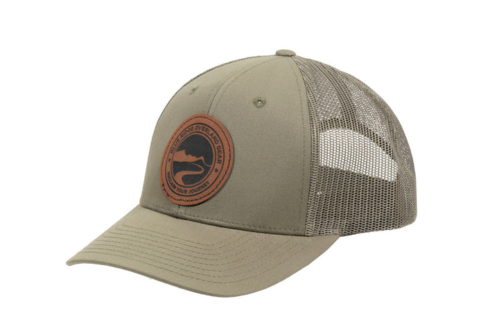 BROG trucker hat - ranger green with BROG leather logo