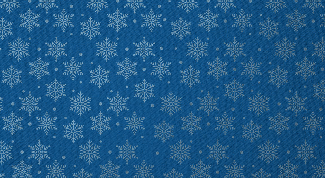 Blue gift wrap with silver snowflake decoration