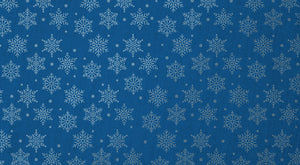 Blue gift wrap with silver snowflake decoration