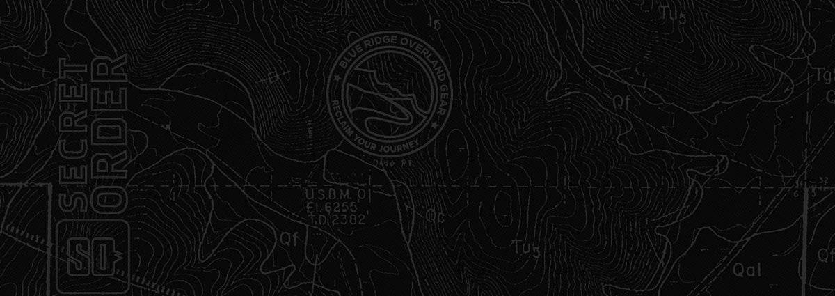 Secret Order logo with topographic map