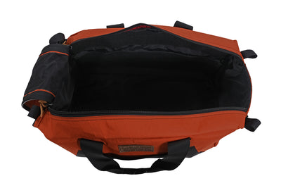 Open view of orange TOUR Duffel Bag by Blue Ridge Overland Gear