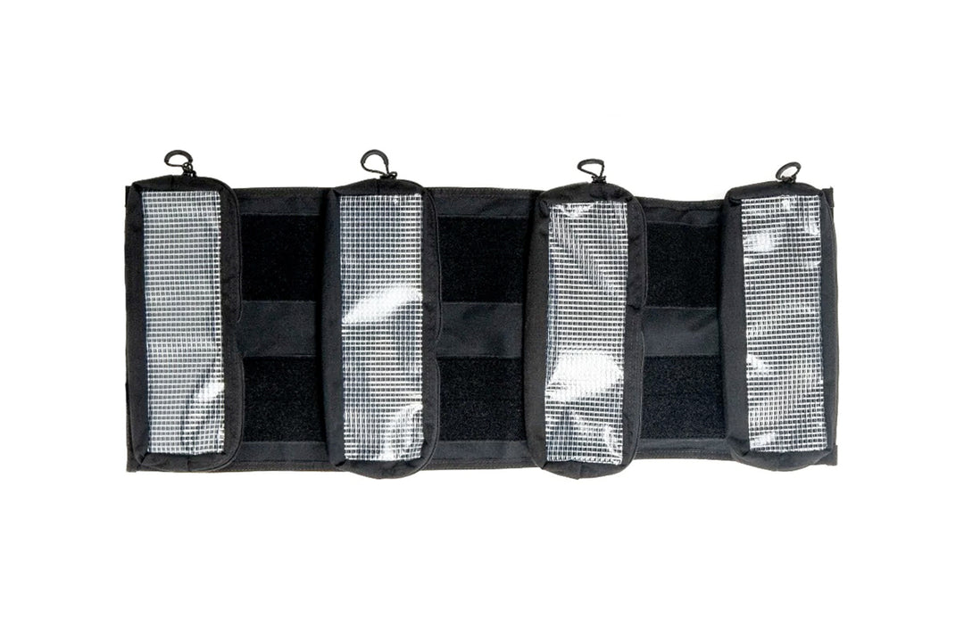 MultiCam Black Tool Pouch Roll by Blue Ridge Overland Gear - open inner view with removable Velcro pouches