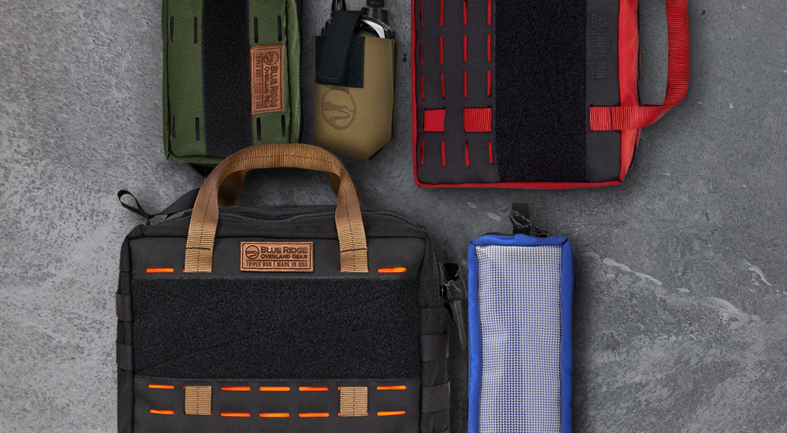 American made bags, pouches, and gear organizers for overlanding, backcountry camping, van-life, and outdoor adventure.