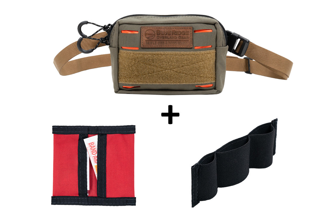 Ranger/Orange Bum Bag Bundle - includes First Aid Wallet and Velcro Elastic Keeper 6"