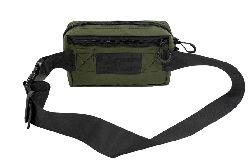 Bum Bag XL in Olive Green - rear, with zipper pocket and wide strap