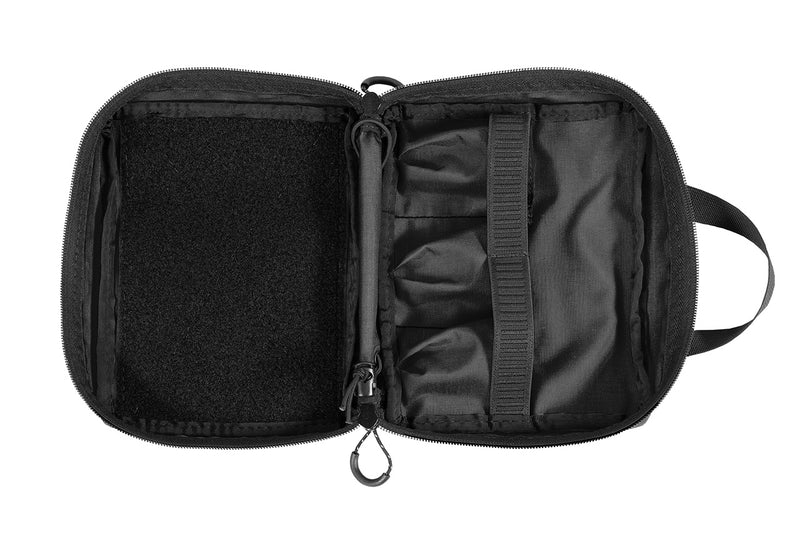 IFAK Velcro Pouch 2.0 - Small, Black colorway, internal view with dividers, no internal pouch