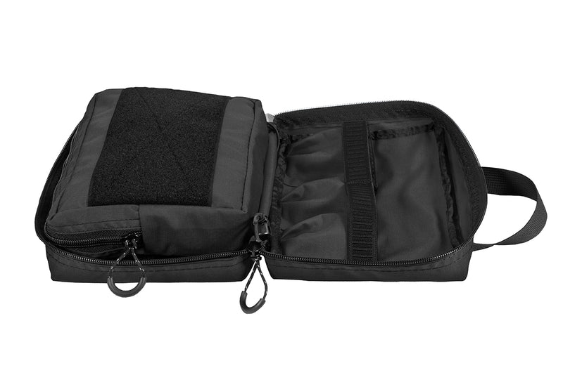 IFAK Velcro Pouch 2.0 - Small, Black colorway, open IFAK bag with internal pouch