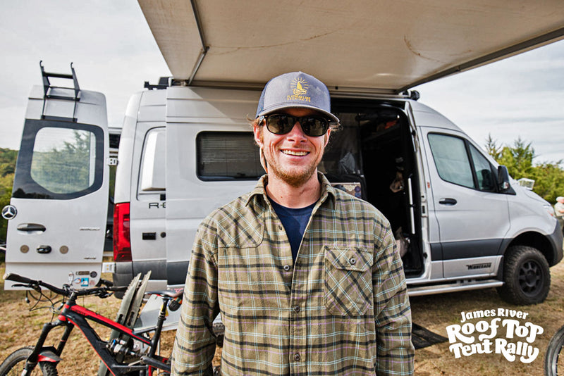 Roof Top Tent Rally at James River State Park - man stands in front of &