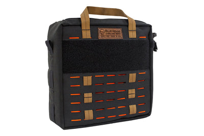 The Speakeasy Bag, front view with MOLLE and leather BROG tag, Angled