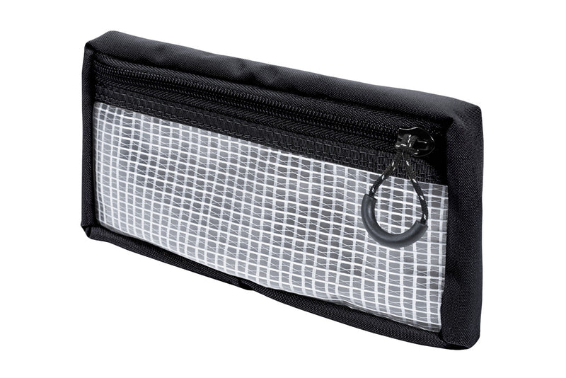 Medium Velcro Pouch with clear front, black, front view