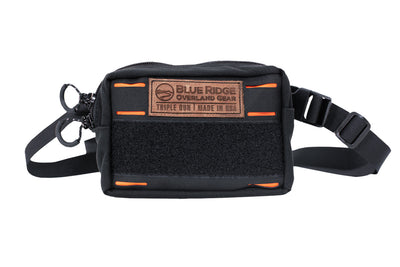 Bum Bag by Blue Ridge Overland Gear, black with orange version, front