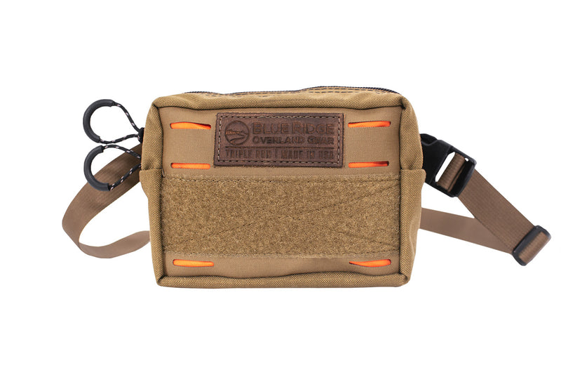 Bum Bag by Blue Ridge Overland Gear, coyote with orange version, front