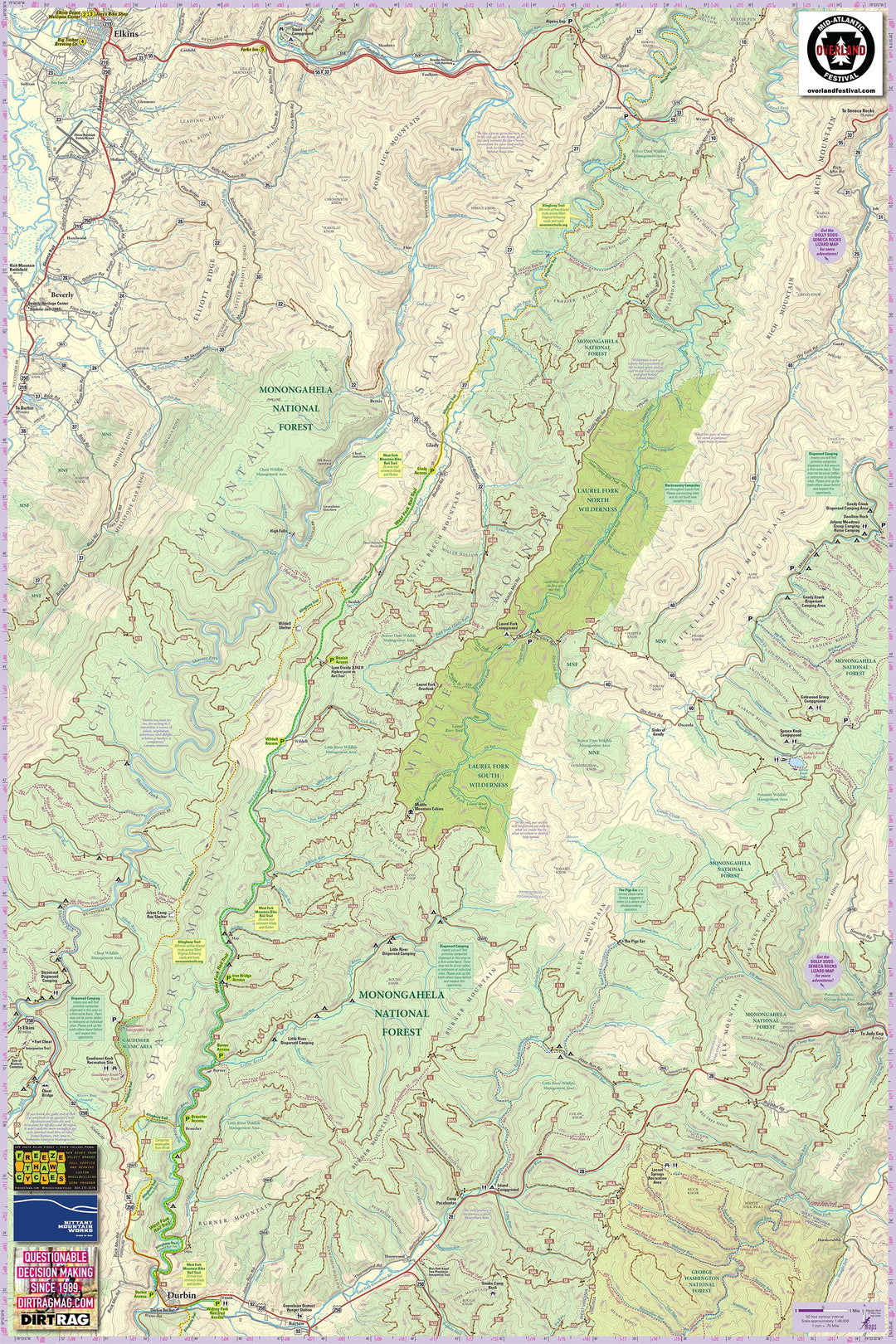 Elkins-Otter Lizard Map, West Virginia