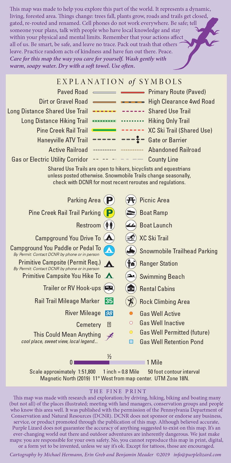 Pine Creek Lizard Map - Grand Canyon of Pennsylvania