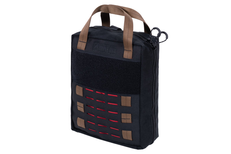 BROG Cooking Kit Bag, black and red, front with velcro and MOLLE loops
