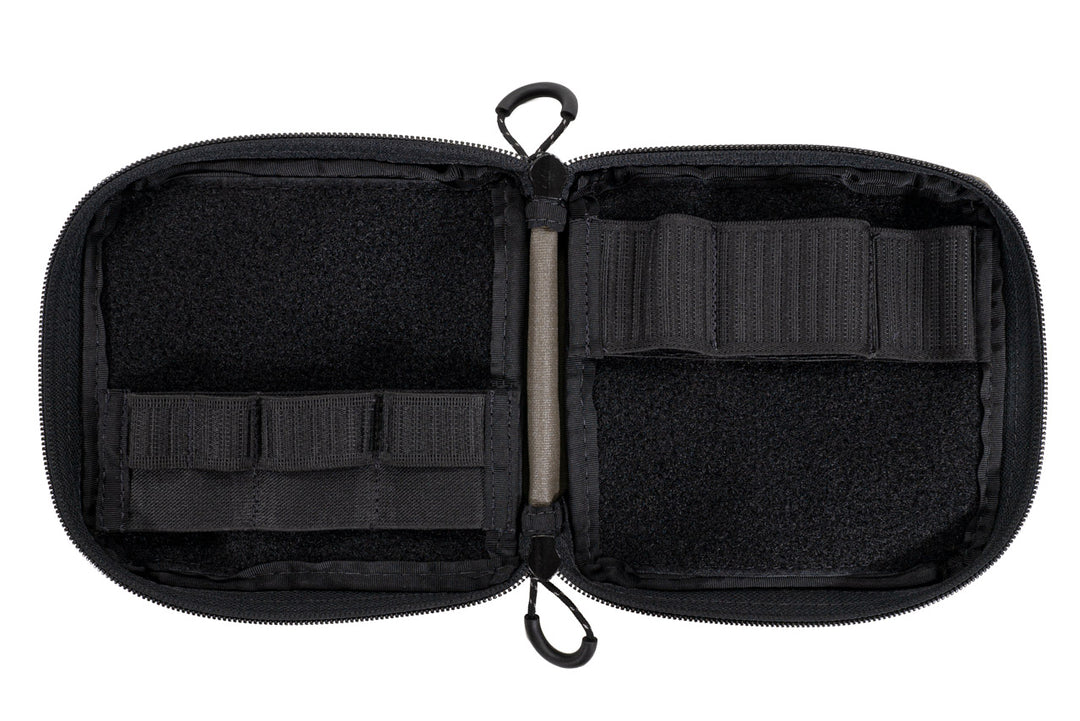 Blue Ridge Overland Gear EDC pouch, open with organizers attached inside