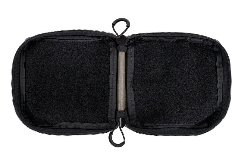 BROG EDC pouch, open like a book with velcro fields on both sides