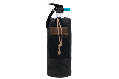 Fire Extinguisher Pouch, large, front view, holding fire extinguisher