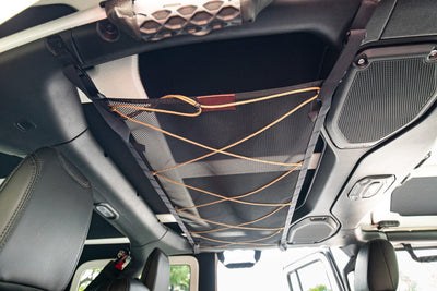 Jeep JLU attic - overheard storage and vehicle organizer