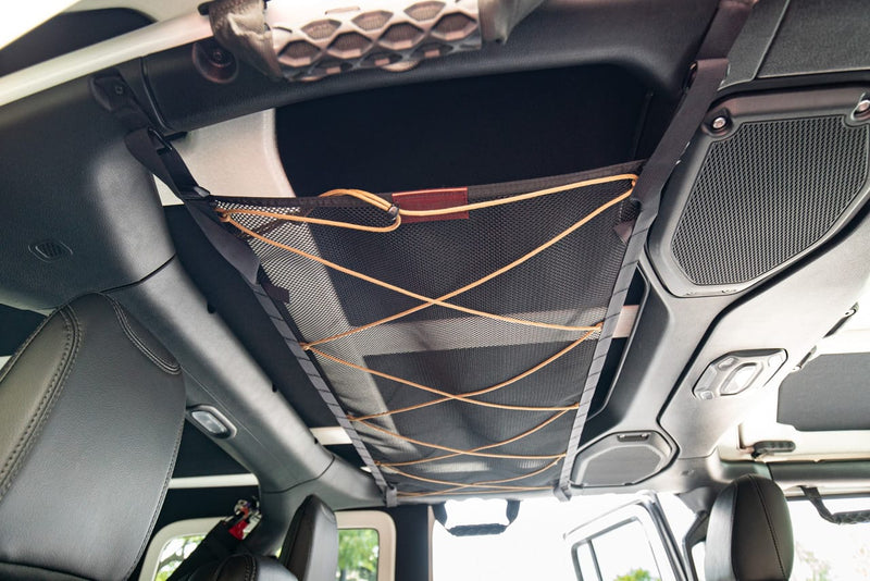 Jeep JLU attic - overheard storage and vehicle organizer