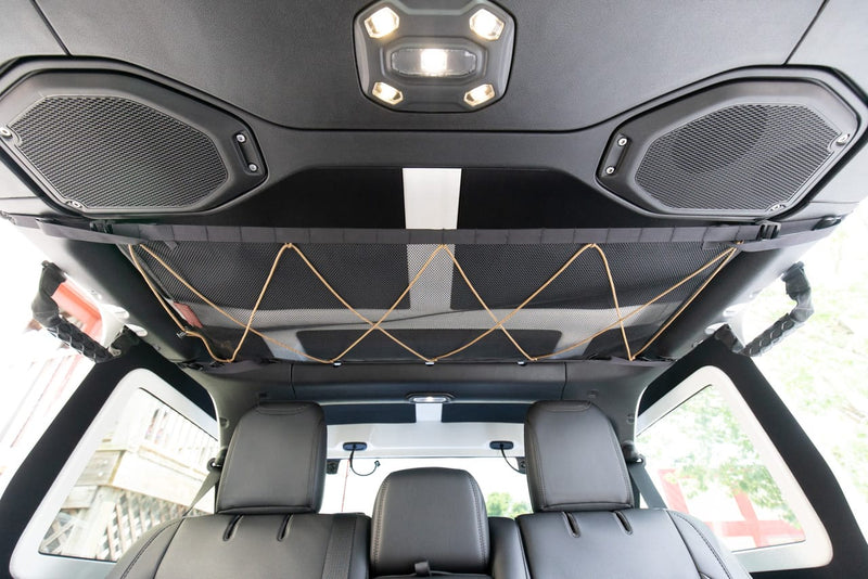 Jeep JLU attic - overheard storage and vehicle organizer