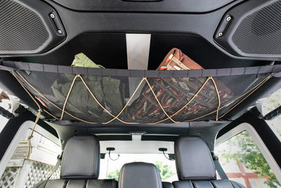 Jeep JLU attic - overheard storage and vehicle organizer