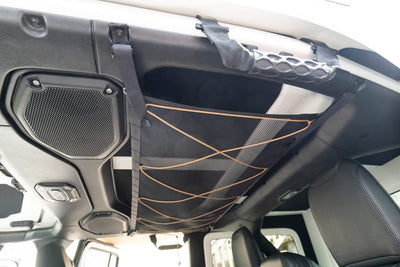 Jeep JLU attic - overheard storage and vehicle organizer