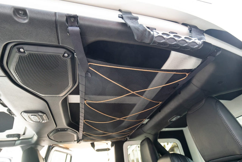 Jeep JLU attic - overheard storage and vehicle organizer