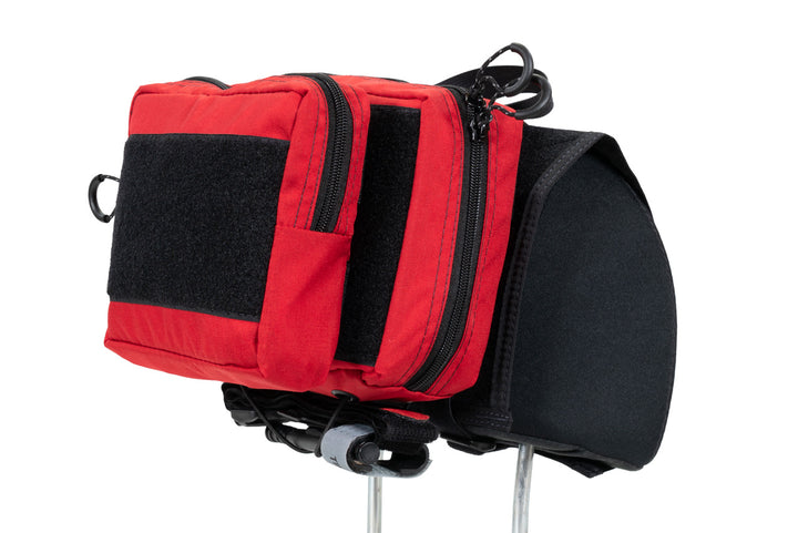 IFAK Velcro Pouch 2.0 - attached to headrest via the Headrest Velcro Panel, with IFAK insert pouch on outside