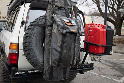 Tire Storage Bag  - attached onto tire and ready for your next adventure