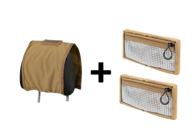 Coyote Head-rest Panel with two Coyote Medium Velcro Pouches bundle 