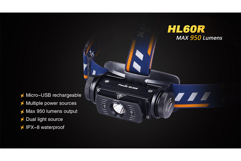 FENIX HL60R RECHARGEABLE HEADLAMP - 950 LUMENS