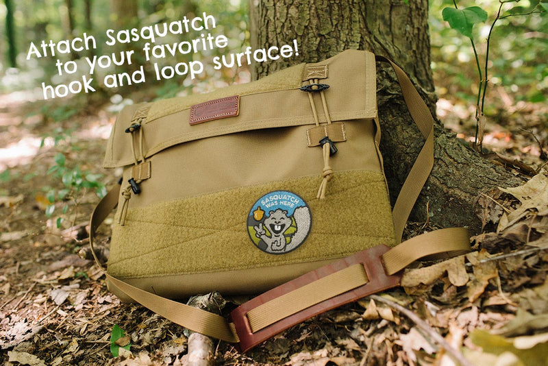 The Sasquatch morale patch sticks to any velcro surface.