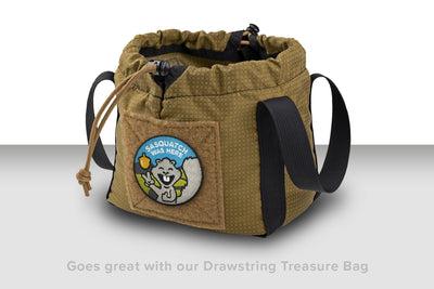 The 'Sasquatch Was Here' morale patch goes great with our Drawstring Treasure Bag for a unique kid's gift.
