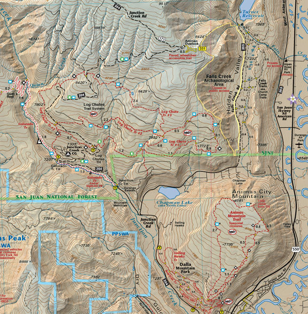 Durango Animas Mountain section of zColorado legend for Colorado Boulder County - Trails and Recreation Topo Map | Latitude 40° Blue Ridge Overland Gear