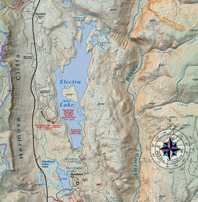 Electra Lake section of Colorado legend for Colorado Boulder County - Trails and Recreation Topo Map | Latitude 40° Blue Ridge Overland Gear