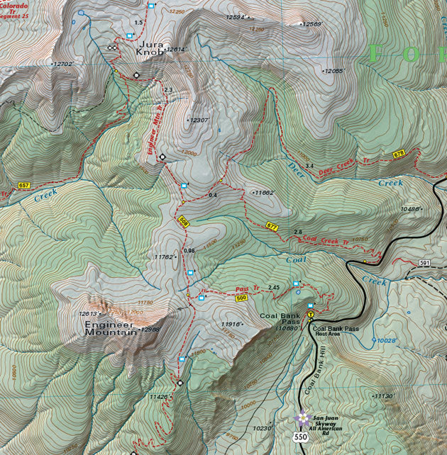 Engineer Mountain section of Colorado legend for Colorado Boulder County - Trails and Recreation Topo Map | Latitude 40° Blue Ridge Overland Gear