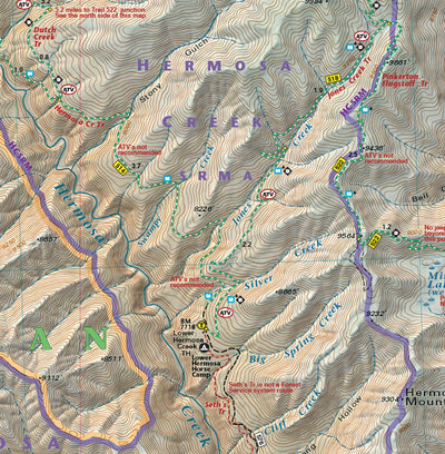 Hermosa Creek section of Colorado legend for Colorado Boulder County - Trails and Recreation Topo Map | Latitude 40° Blue Ridge Overland Gear